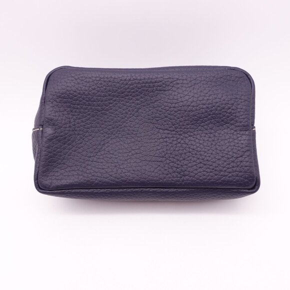 LN Dooney & Bourke Small Pebbled Leather Zipper Pouch Case Navy Blue - Picture 2 of 12